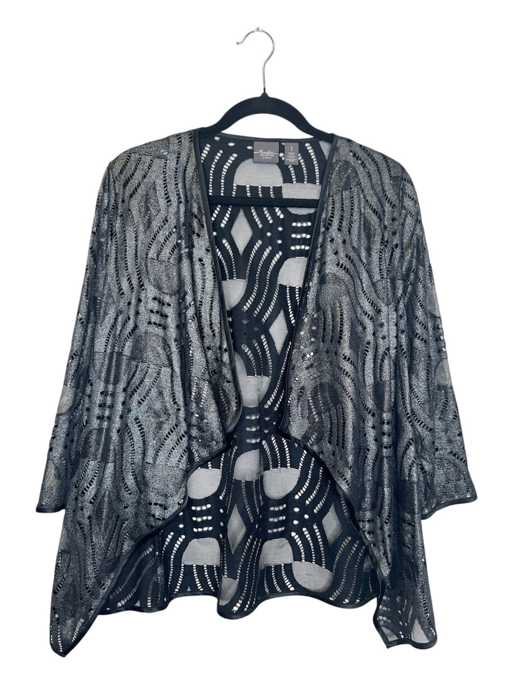 Chico's Travelers Collection Deco Lace Open Front Jacket size 1 (medium)
